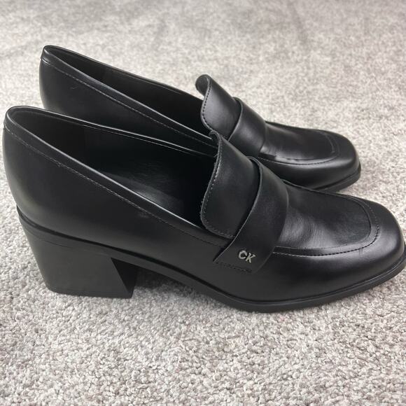 New, Calvin Klein Black block heel loafers size 9.5 - Picture 1 of 11